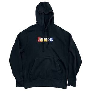 Nike Hoodie Mens Size M Black‎ Spellout Logo Therma Dri-Fit Sweatshirt